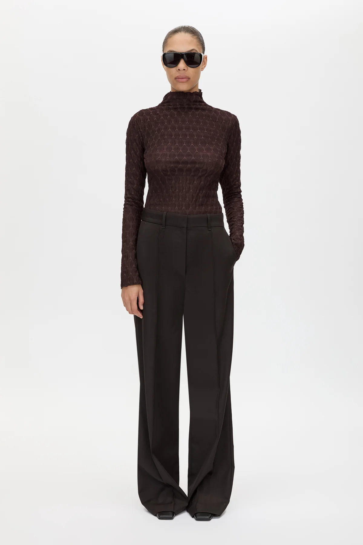 Saxony High Waisted Pintuck Pant